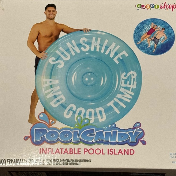 PoolCandy Sunshine Good Times Inflatable Pool Island Jumbo 60" Swimming Raft NEW - Picture 1 of 3